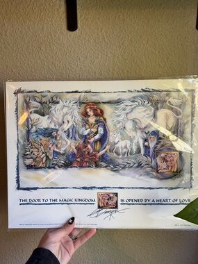 Jody Bergsma Fantasy Unicorn Wizard Fairy Art Print with Soft Pastel Colors